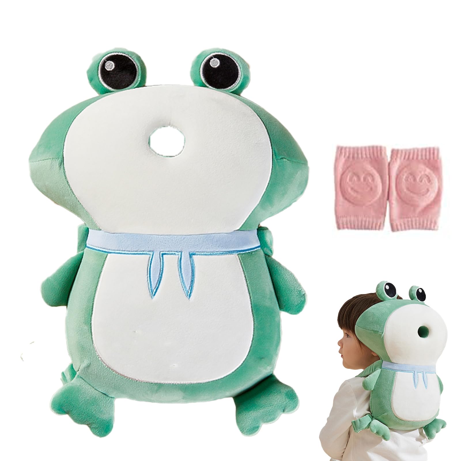 AUKOUPCIL Baby Walker Head Protector Adjustable Baby Head Protection Backpack (Frog)