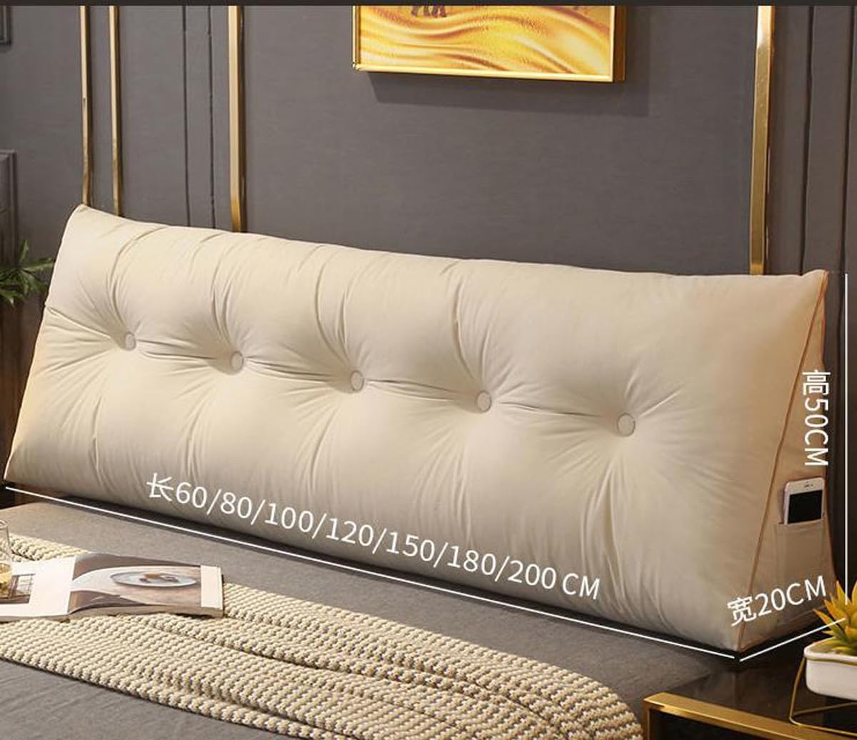 BVAMOS Cuscino per testiera letto king size, cuscino a cuneo con schiuma triturata rimovibile per letto, divano, lettura, morbido cuneo per camera da letto