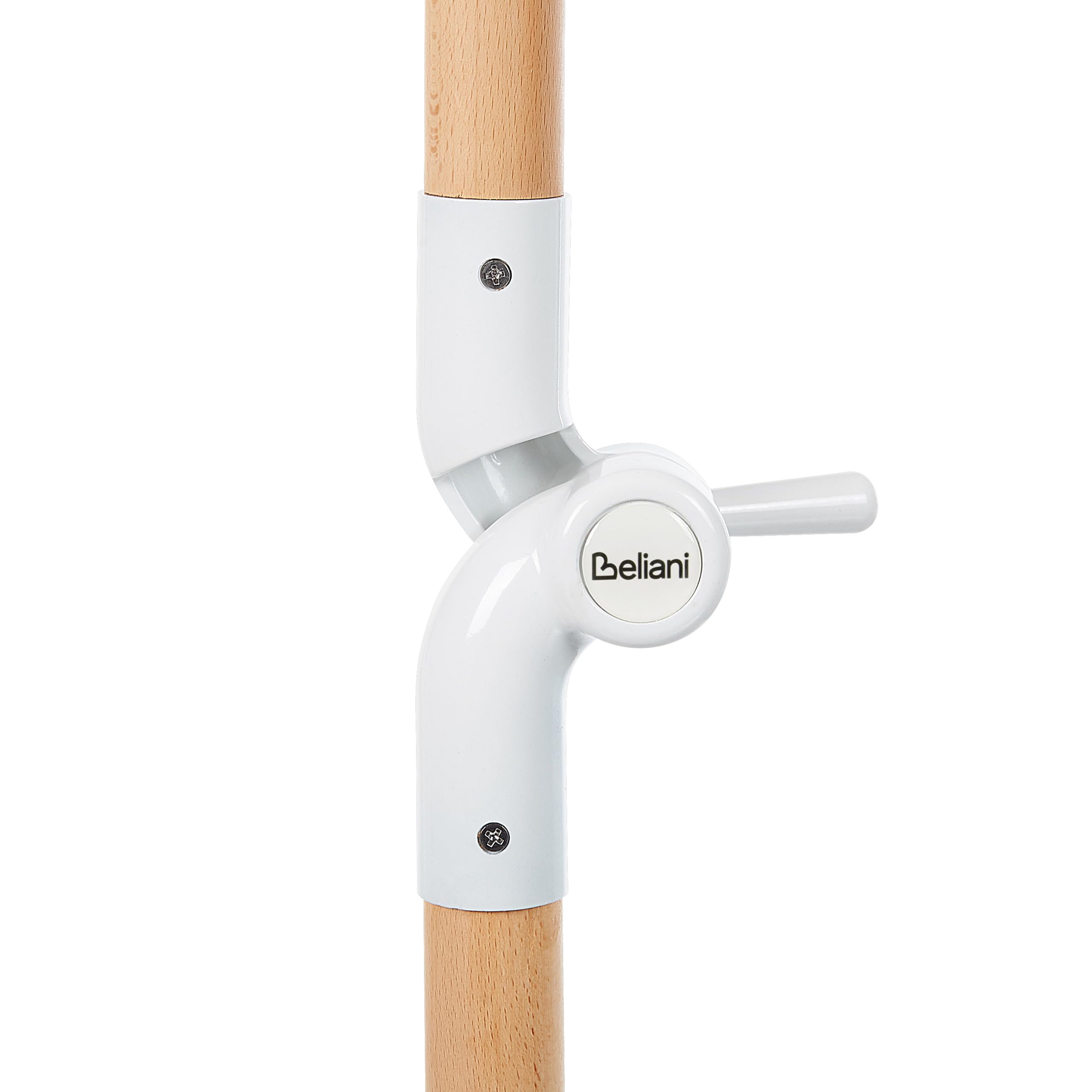 Beliani Parasol de Jardin Rétro ⌀ 150 cm Mât en Bois et Tissu Rose et Blanc Mondello