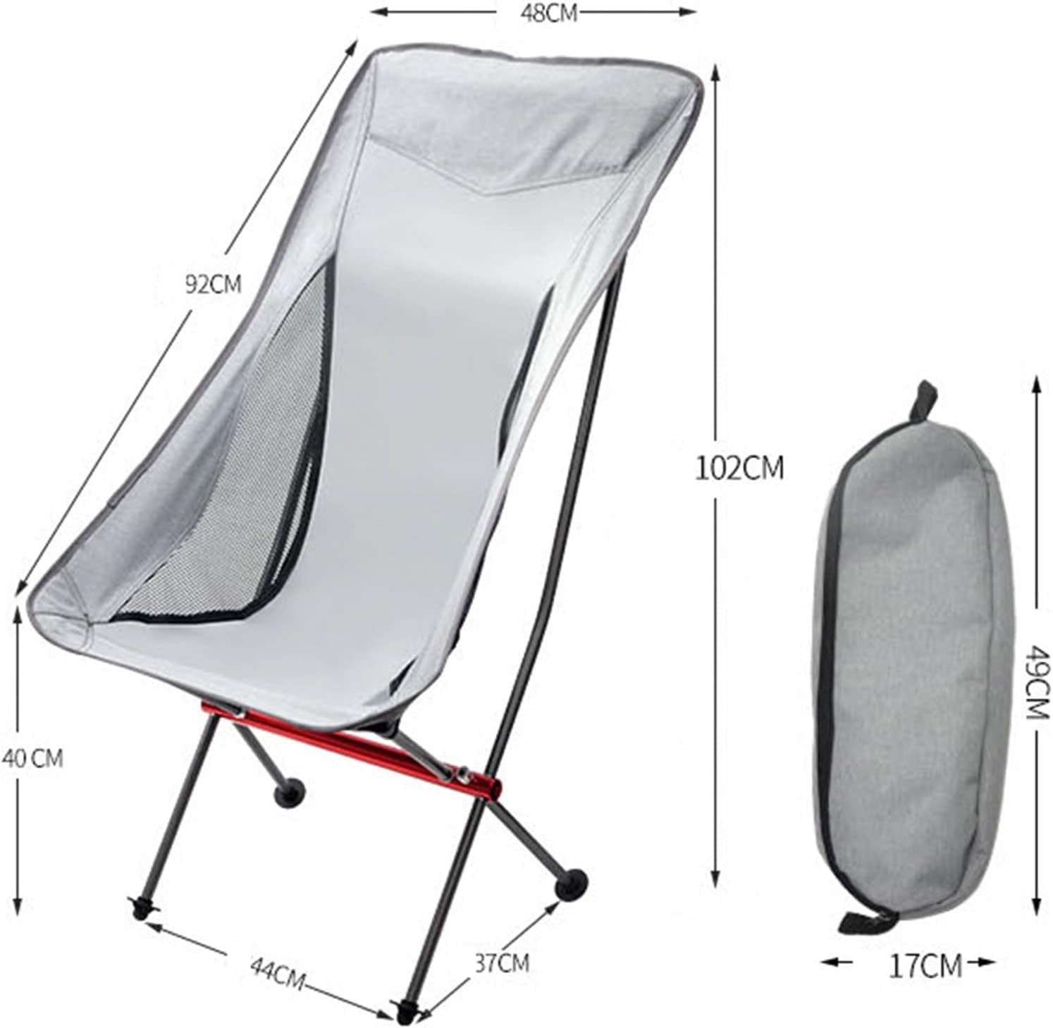 Gartenstuhl Klappstuhl mit Tragetasche, ultraleichter Campingstuhl mit Halterung aus Aluminiumlegierung, atmungsaktiver Strandkorb aus hochdichtem Mesh Angelstuhl