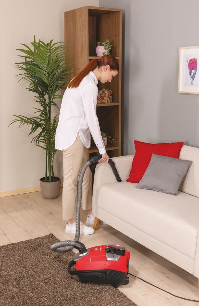 Hoover HE310HM - Aspirador de Trineo con Bolsa, Gran Potencia 850 W, Capacidad 3,5 L, Almacenamiento Compacto, Vaciado fácil sin Contacto, Todo Suelo y parquet Especial, Accesorios Integrados, Rojo