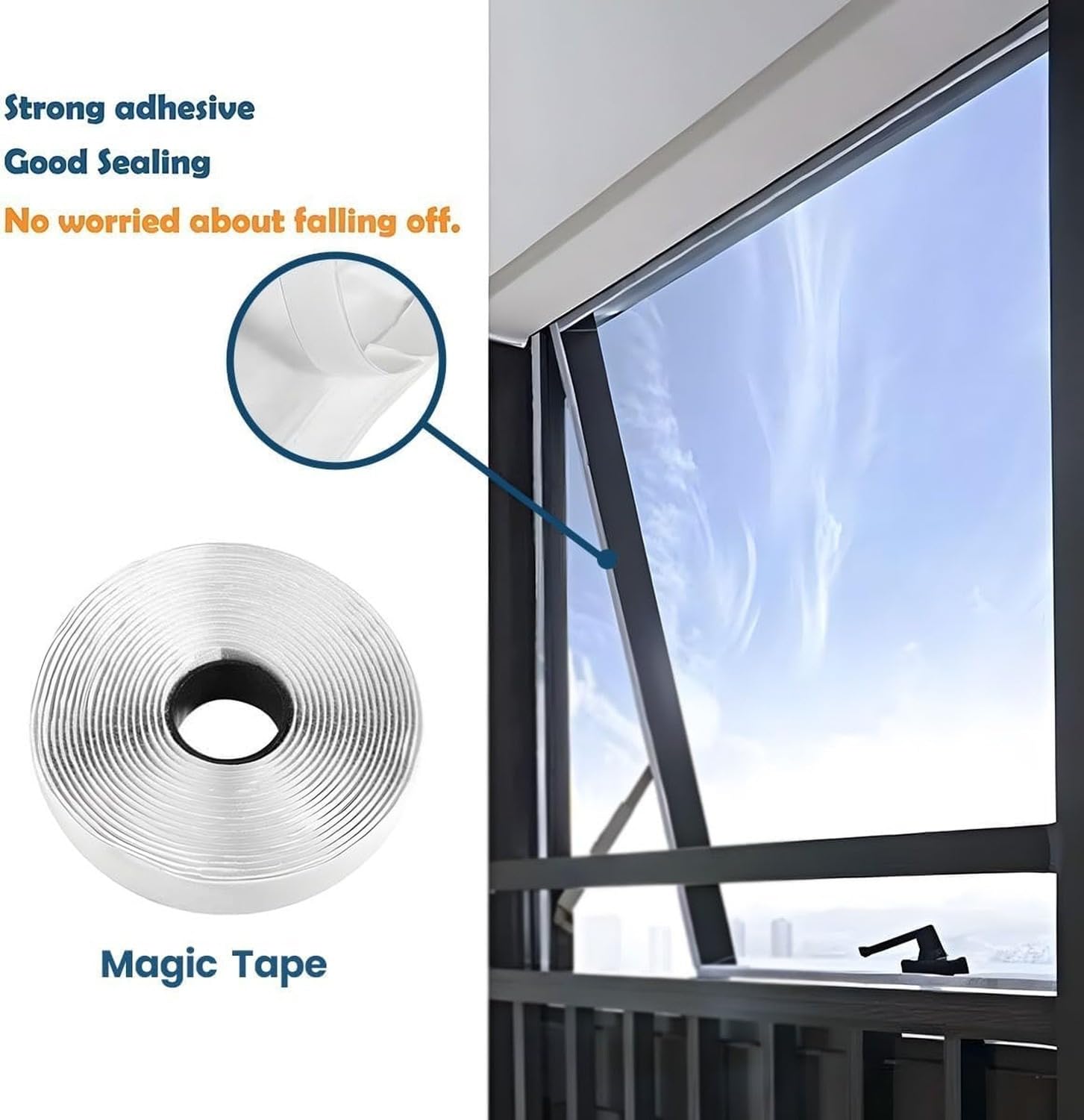 Uszczelka do okna 400 cm do klimatyzatora przenośnego na wymiar, White, Window Seal 560CM