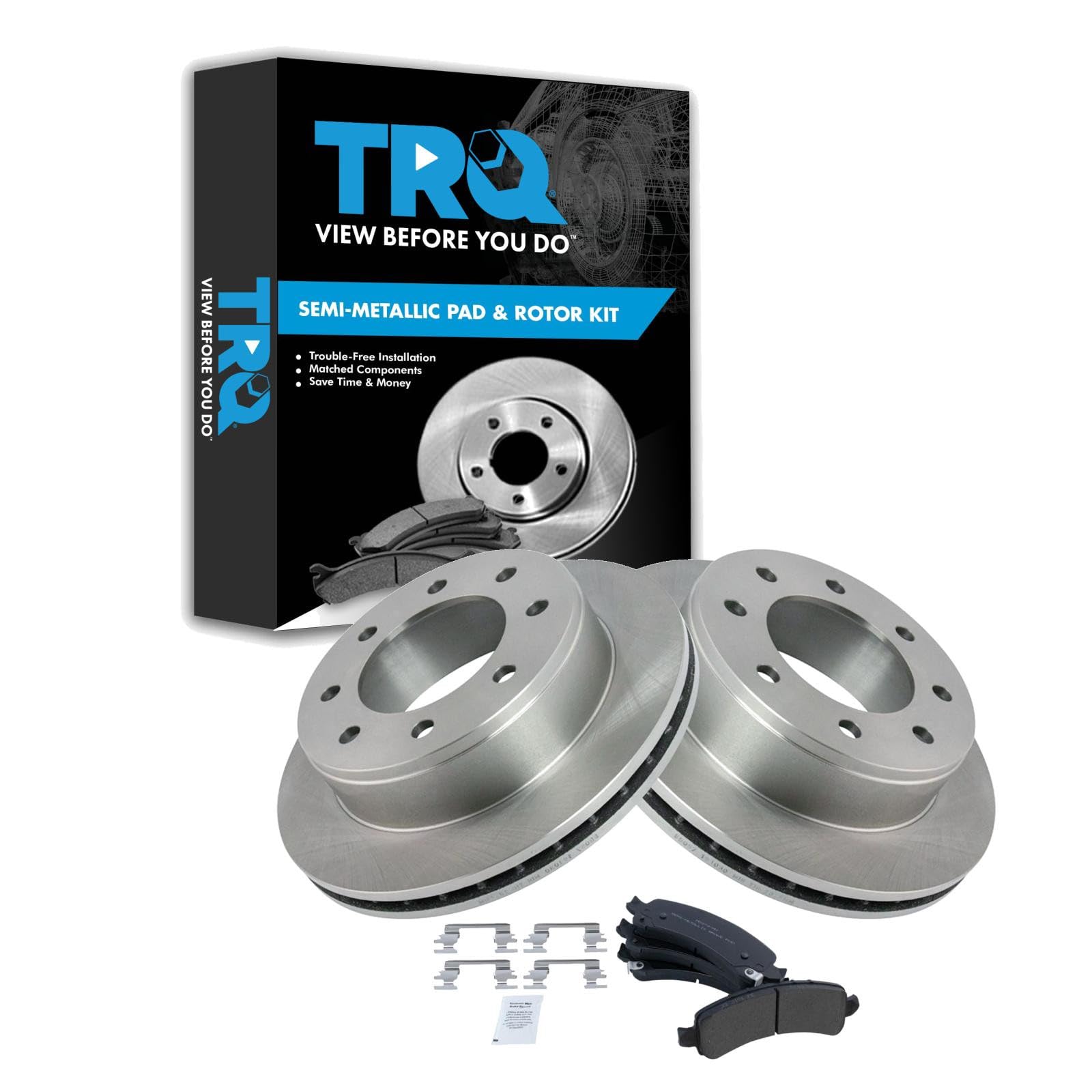TRQ Rear Brake Pad and Rotor Set Semi Metallic
