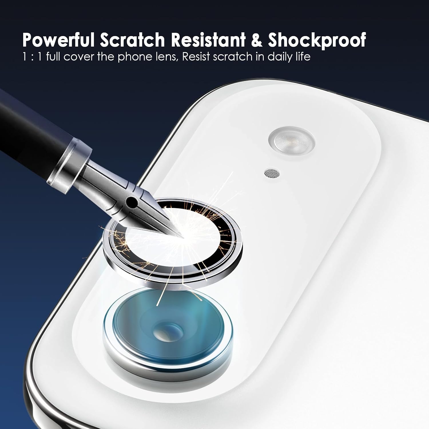 TENOC Camera Lens Protector for iPhone Air, 9H Tempered Glass Camera Screen Cover, Silver Metal Individual Ring iPhone Air Silver