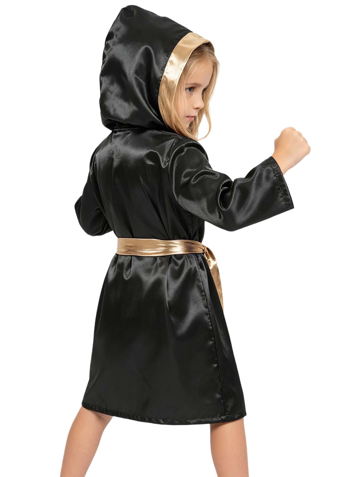 Linjinx Bambini Maglietta Boxe Bambino Costume Pugile Abbigliamento Set Mma Nero 11-12 anni