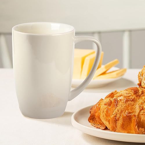Miniatura 6 de homEdge Juego de tazas de porcelana, taza de 16 onzas para té, latte, moca, chocolate caliente, juego de 6, color blanco