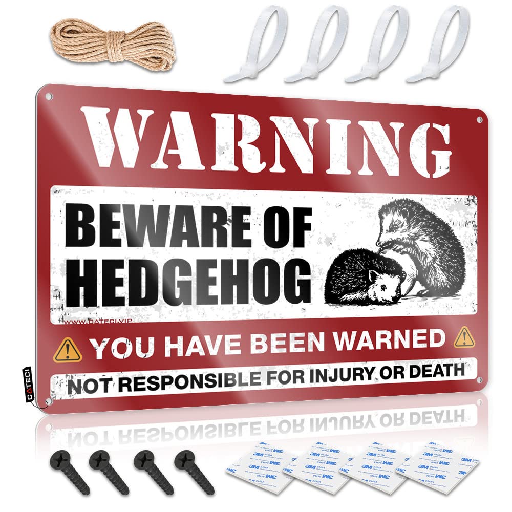 Tin Signs For Garage Beware Of Hedgehog Tin Sign Funny Desk Signs Mancave Signs And Decor(30X40CM)
