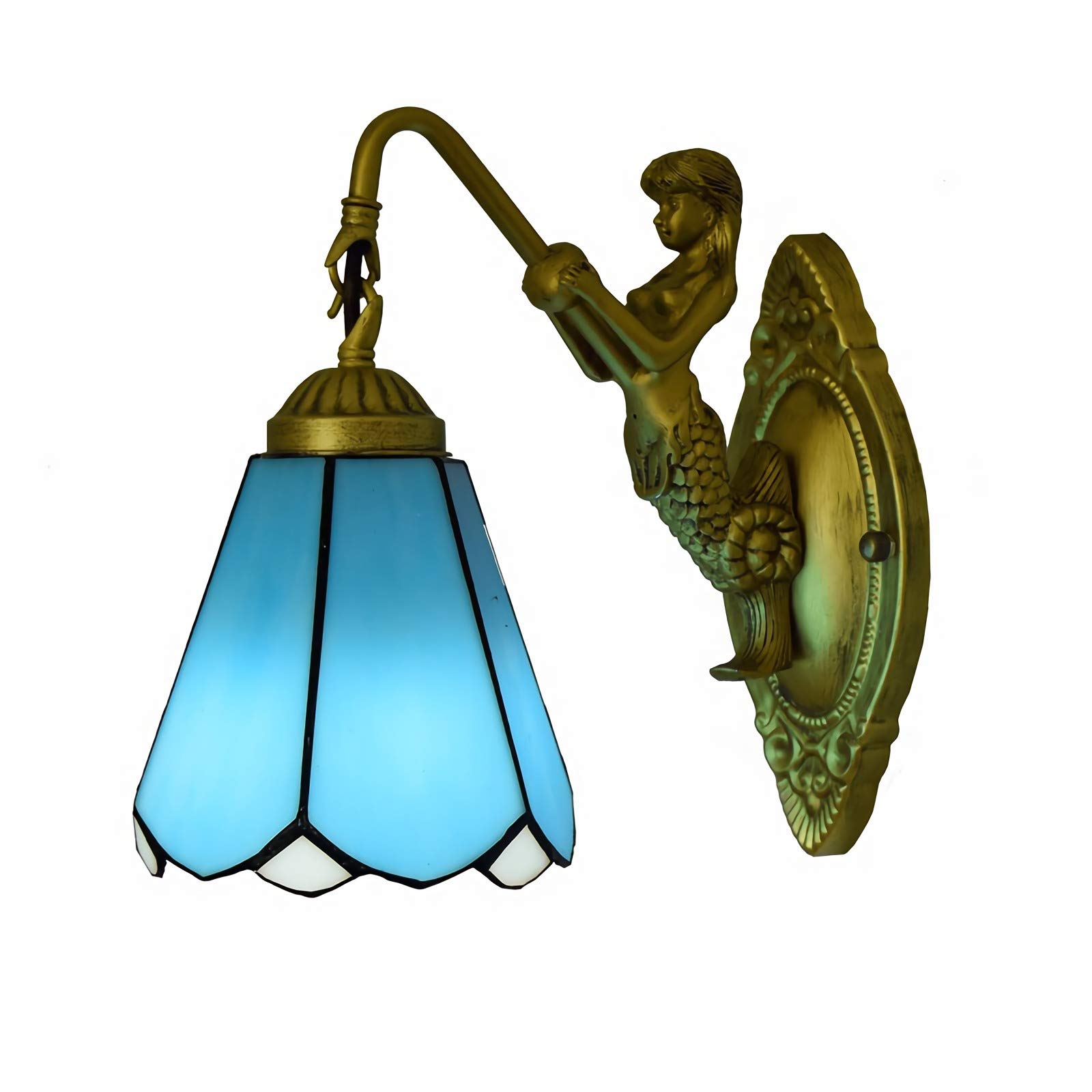 Aioneer Tiffany Style Wall Light, Vintage Stained Glass Wall Sconces, Bedroom Bedside Wall Lamp For Living Room Bathroom Hallway [Energy Class A + + ]-4