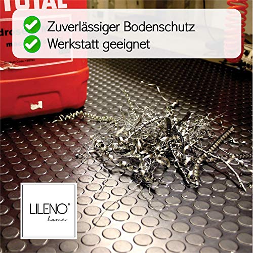 LILENO HOME Noppen Anti-Rutsch-Matte Meterware 100x50 cm - Gummiläufer Noppenmatte (3mm) als Werkstatt-Boden, Gummi-Matte, Werkbank Auflage u. Boden-Matte - Gummi Matte für Keller, Anhänger