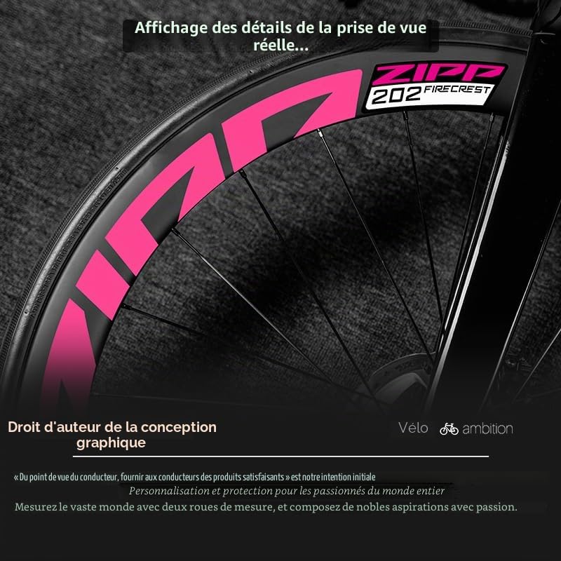 pour Zipp Firecrest 202 Vélo de Route 2021 - Ensemble d'autocollants de roue à jante en carbone | Décalcomanies de couleur personnalisées, résistantes aux rayures, graphismes de roue protégés UV