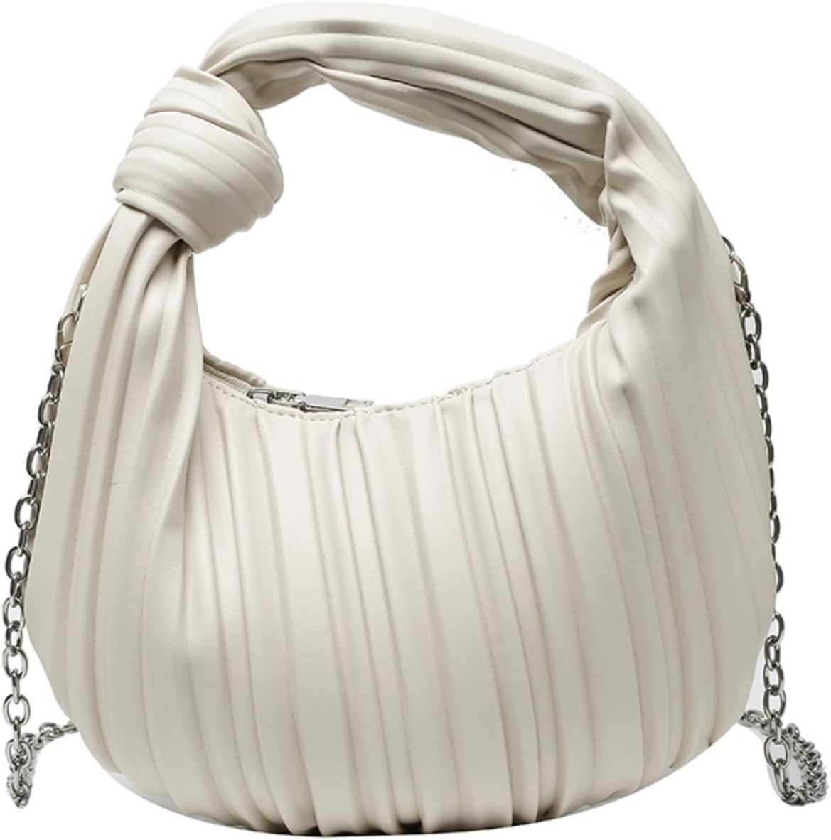 Women Knotted Woven Ruched Handbag Soft Faux Leather Purse Chic Top Handle Bag for Ladies Small Hobo Handbag