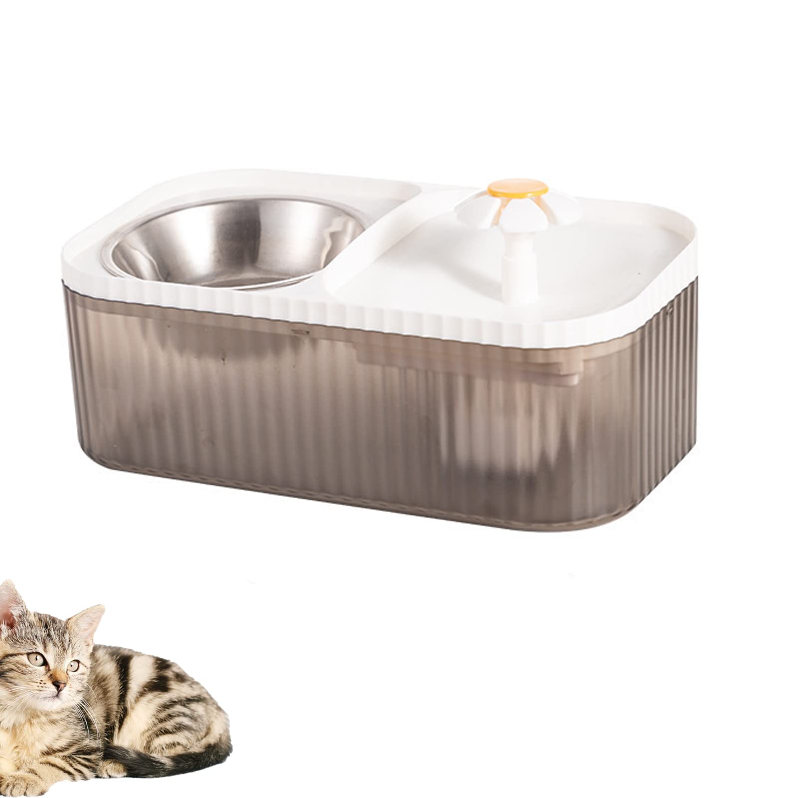 Cat Water Fountain and Food Bowl, 3L Ultra Quiet Pet Water Dispenser with Smart Pump, Automatic Fountain & Stainless Steel Bowl