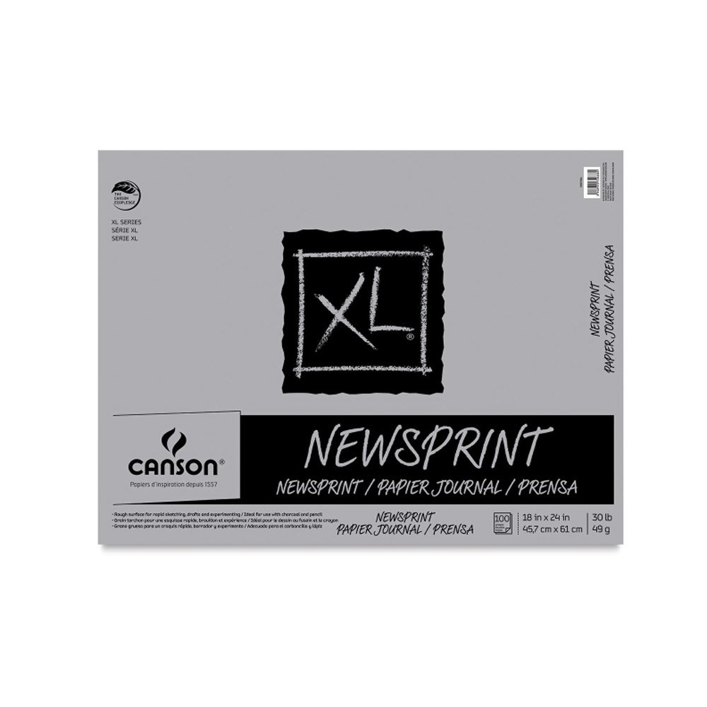 Canson XL Series Newsprint Paper, Foldover Pad, 14x17 inches, 100 Sheets (30lb/49g) - Artist Paper for Adults and Students