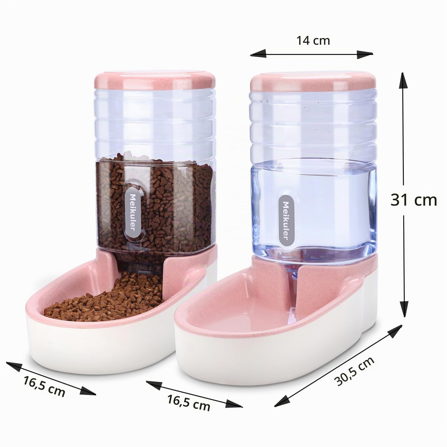 Meikuler Juego de comedero automático para perros y gatos, dispensador de agua, bebedero y comedero de alimentos por gravedad para perros pequeños y medianos, gatos, cachorros, gran capacidad, 1 galón