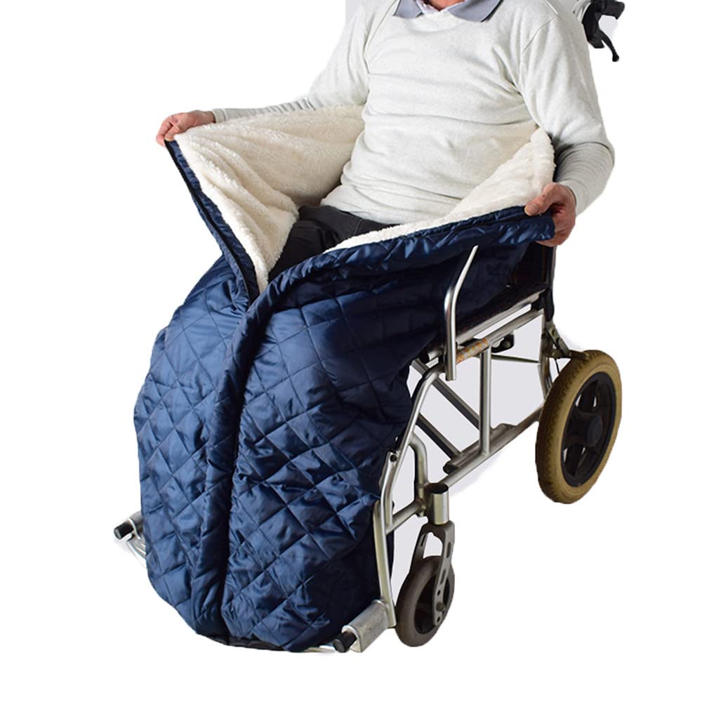 Saco para Silla de Ruedas, Manta Siamés Semi Envuelto Cubierta Perfecto Felpa Gruesa Espalda, Manta de Protección para Sillas de Rueda,Grayblue