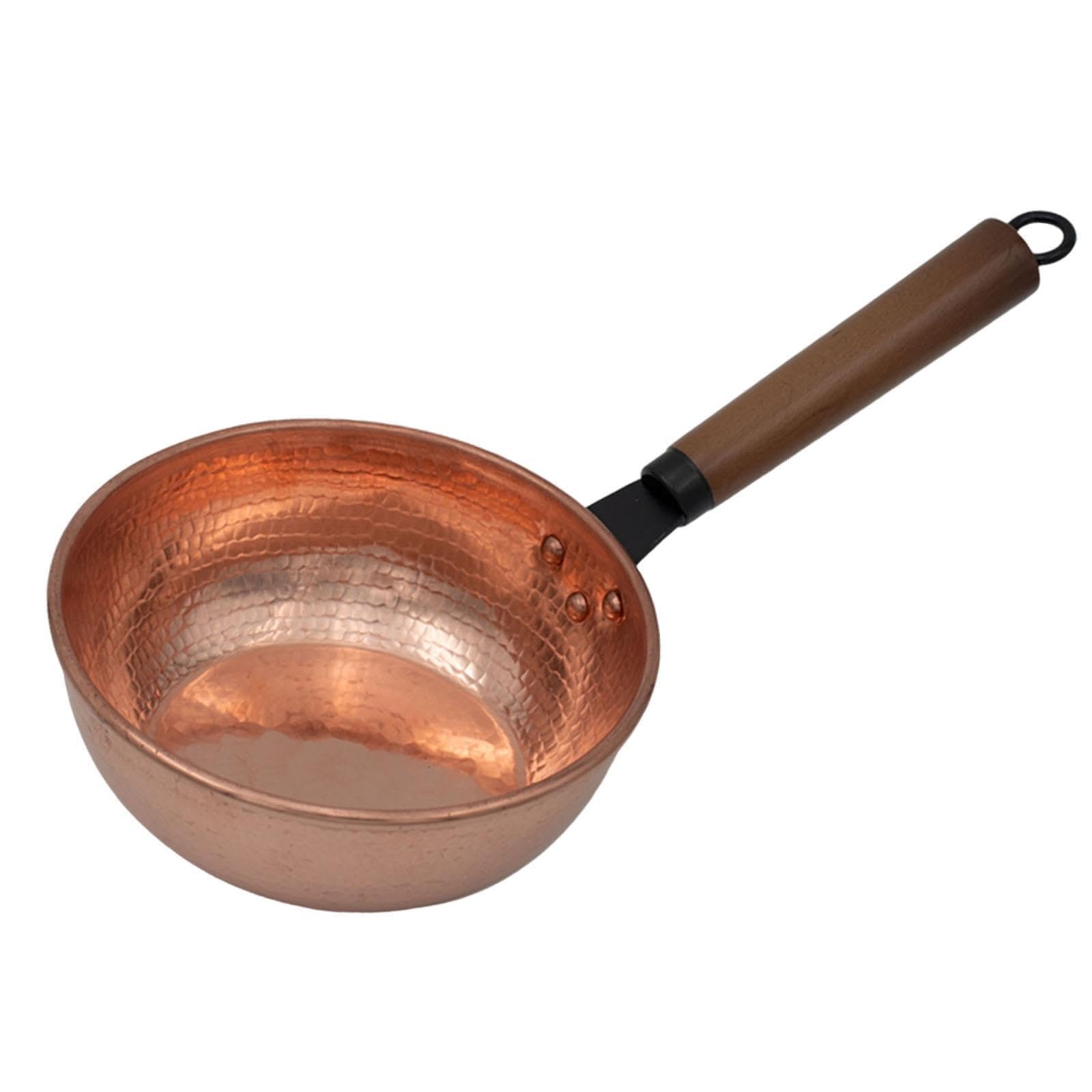 Kupfertopf, Milchtopf, Bratpfanne, Kupferspule – vielseitiges Küchenutensil zum Braten von Rührei oder Anbraten von Gemüse, Kleiner, Flacher Boden