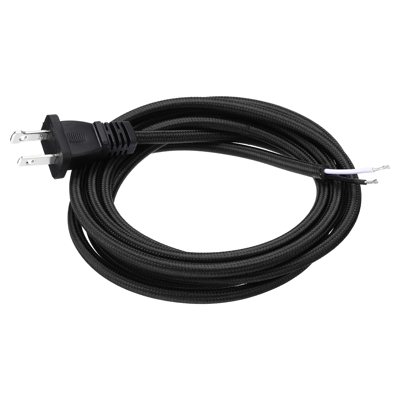 uxcell 8Ft 18/2 Cloth Covered Lamp Cord with Plug, Vintage Electrical Lamp Cord with Stripped Ends for Extension Wiring DIY Repairing, Black
