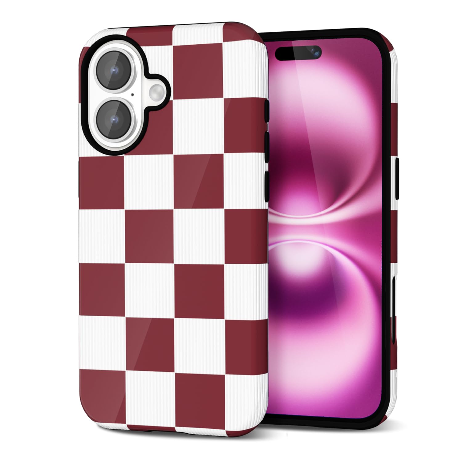 Svanove Checkered Phone Case for iPhone 16 Plus Case Plaid Lattice, Girly Cute Checkerboard Case for Women, Aesthetic Checker Print Design, Slim Thin