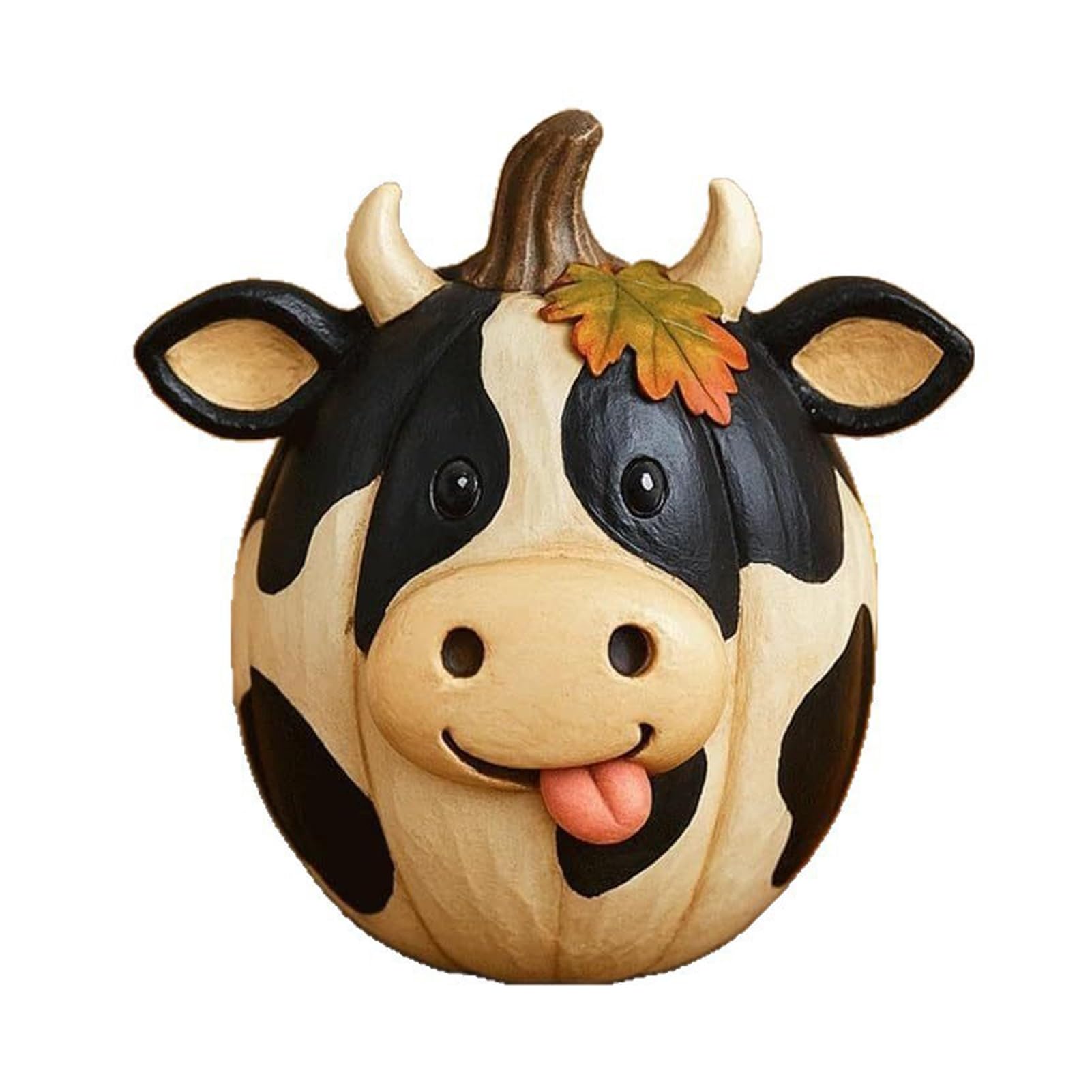 KIOALXZ Fall Animal Figurines Pumpkin Statue Decor For Thanksgiving And Halloween Fall Farm Animal Pumpkin Figurines Resin, cow