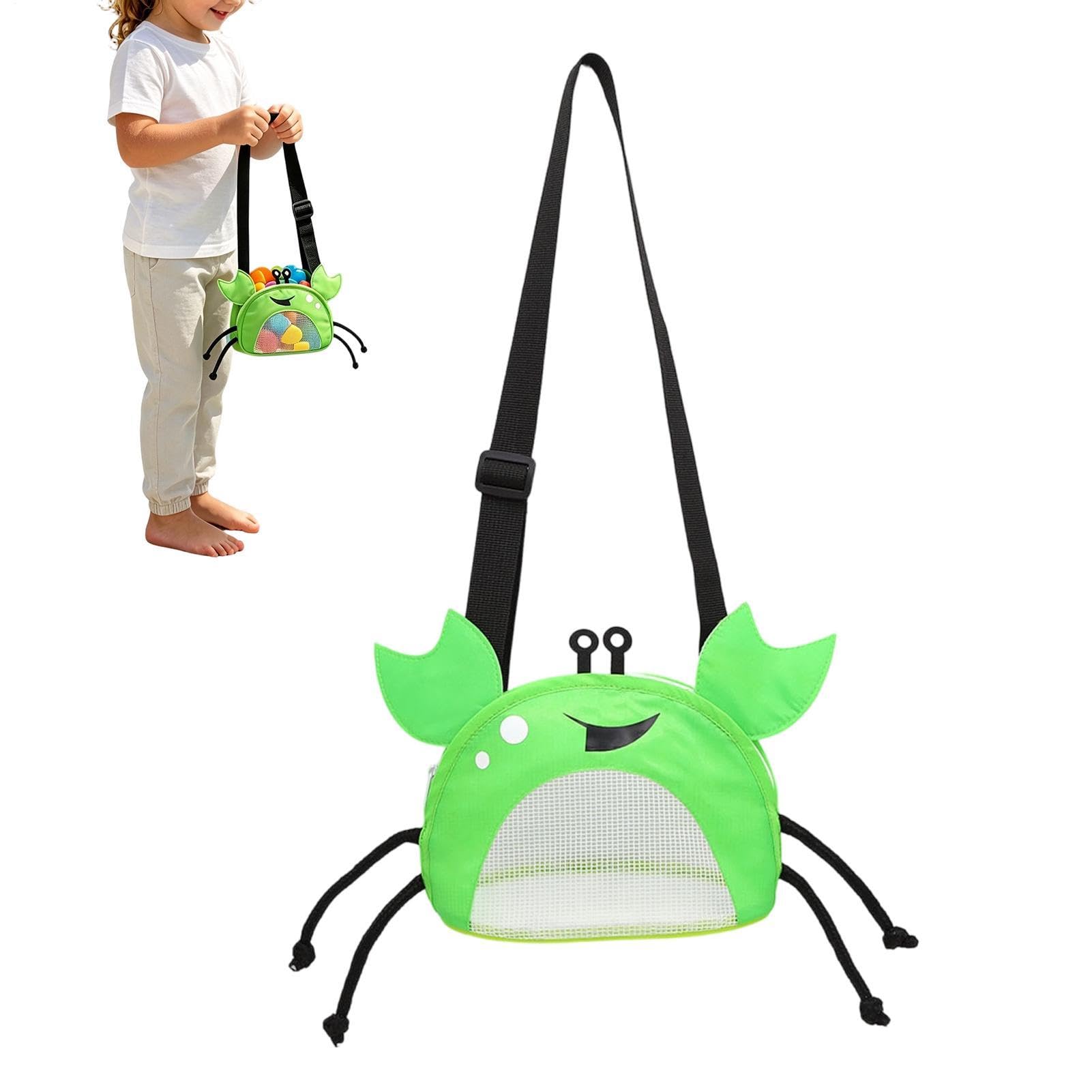 Borsa A Rete Porta Giocattoli Da Spiaggia A Forma Di Granchio Per Raccolta | Borsa da Spiaggia in Rete con Cinghie Regolabili Per Campeggio Picnic Viaggi Vacanze Lago Piscina