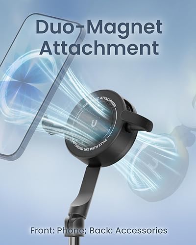Miniatura 2 de KraftGeek Trípode magnético de doble cara para iPhone MagSafe, trípode para selfie de apertura automática de 67 pulgadas con control remoto,