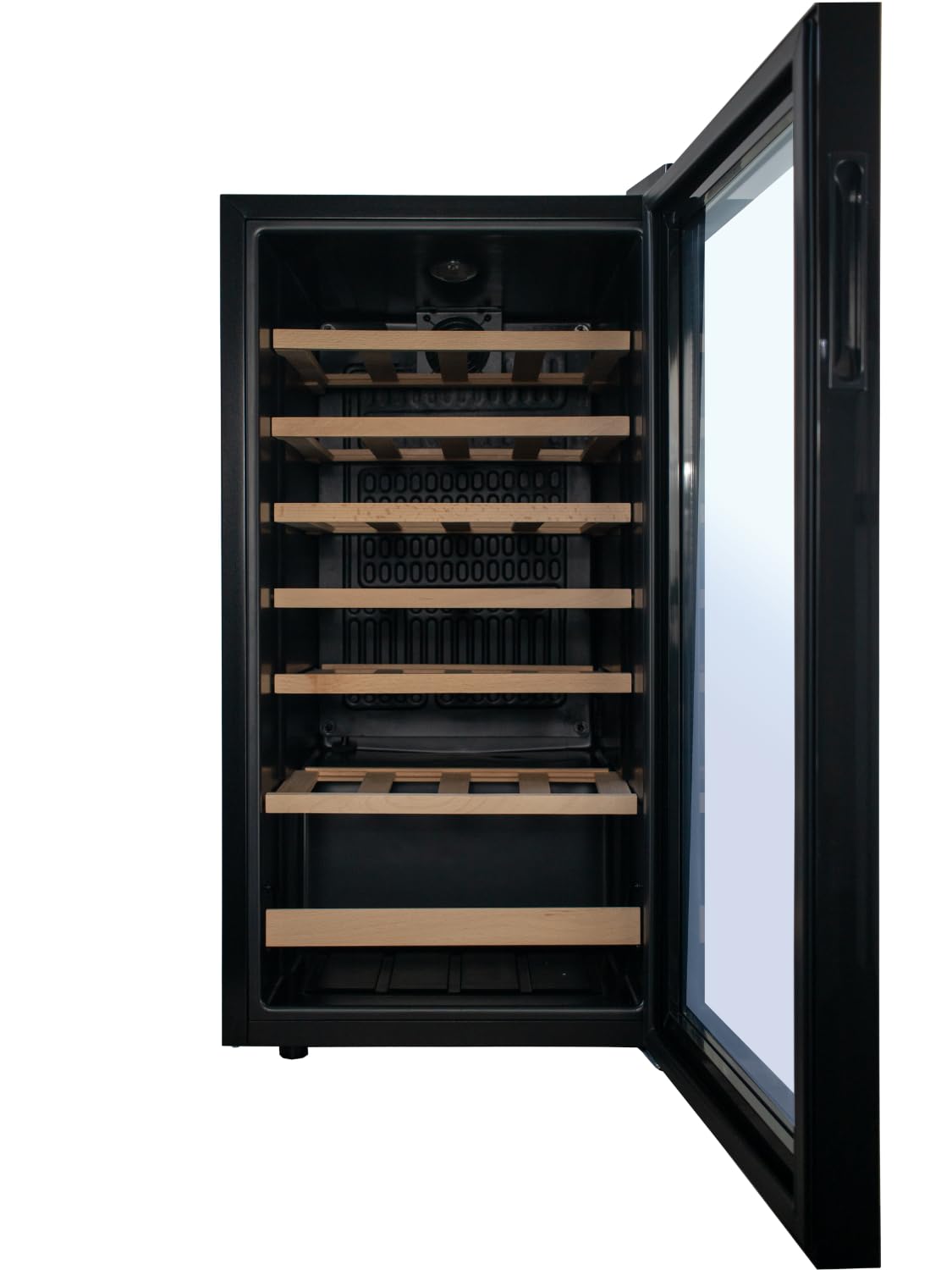 HYE Wine Cooler - Wine Fridge With 28 Bottle/88L Storage, 43CM Width, Wooden Shelves, LED Top Lighting, Temperature Range Adjustment, 40 dB Operation, Perfect For Collectors - RF01WC28B31 — view 3