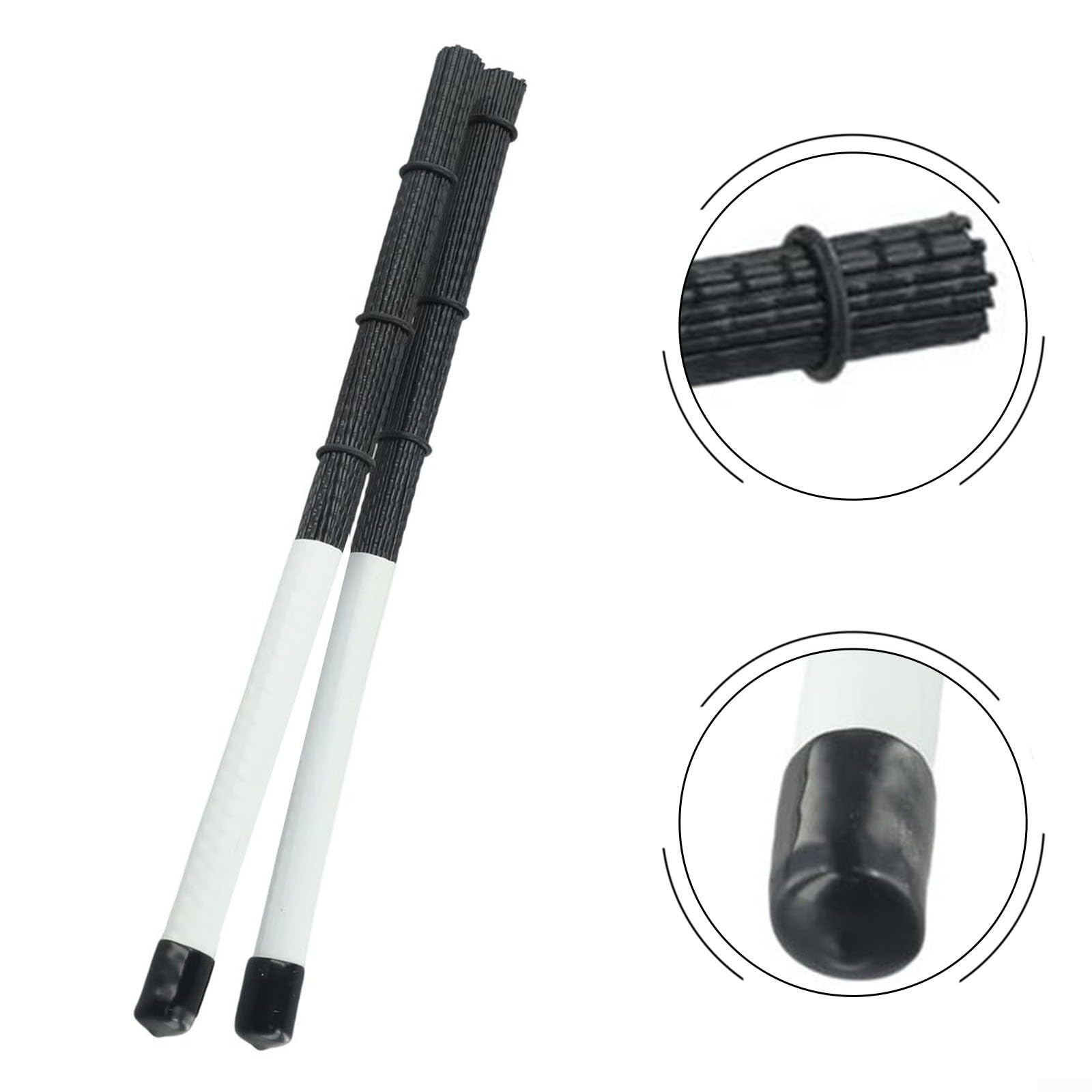 Cepillos de tambor, cepillo de tambor, baquetas hechas de nailon para cajón de jazz de tambor y otras interpretaciones musicales suaves ()