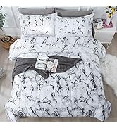 Litanika White Marble Comforter Queen(90x90lnch), 3Pieces(1 Marble Comforter and 2 Pillowcases) S...