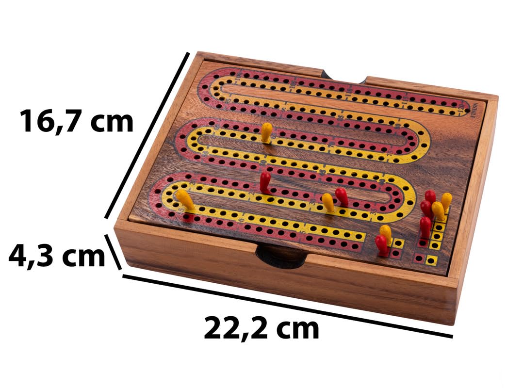 Engelhart -350290- Wooden cribbage in a box with cards - board game for 2 or more players aged 8 plus - 16.7 x 22.2 x 4.3 cm - Image 2