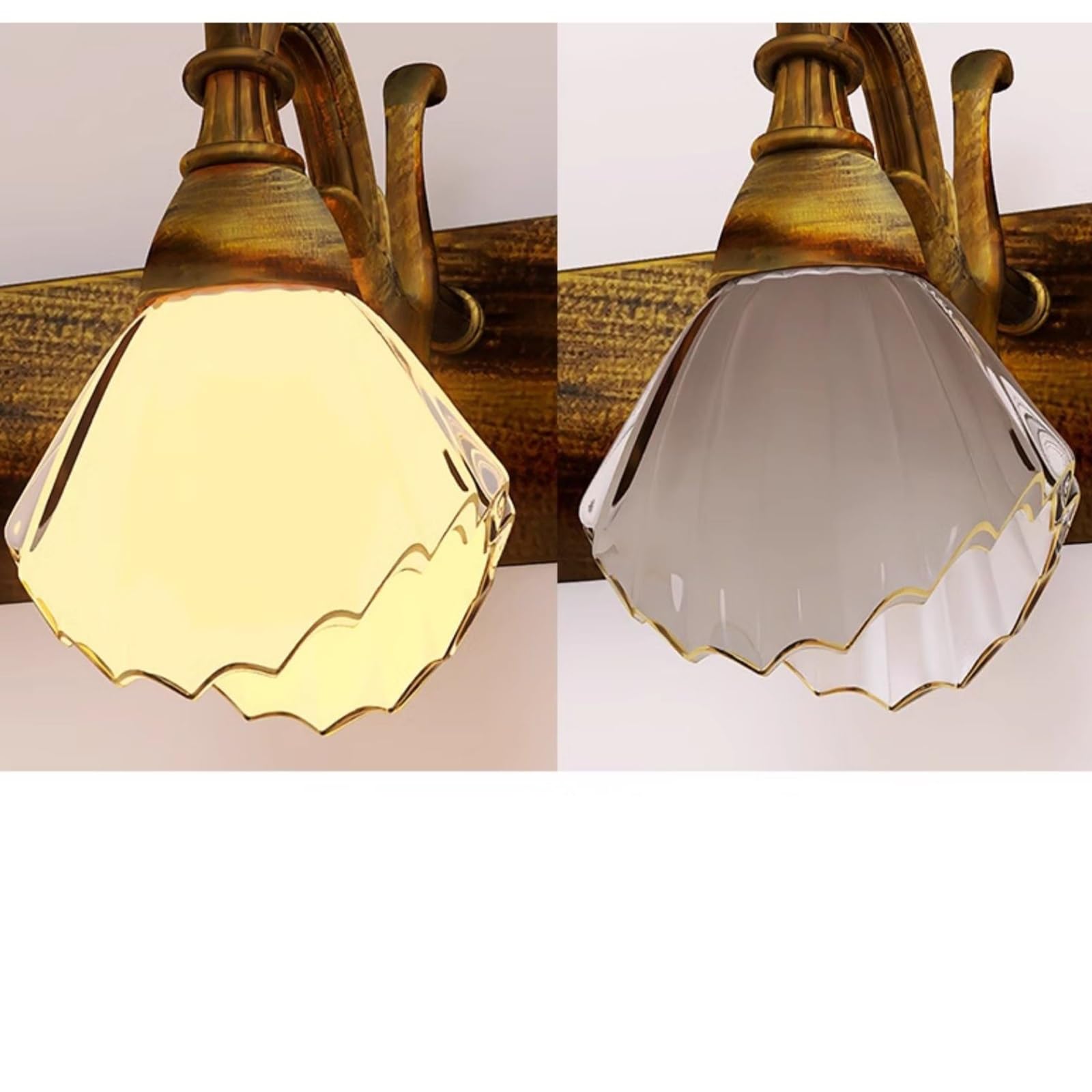 2-flammige Badezimmerleuchte, einzigartiges Design, Glas-Lampenschirm, Wandlampe für Spiegel, Wohnzimmer