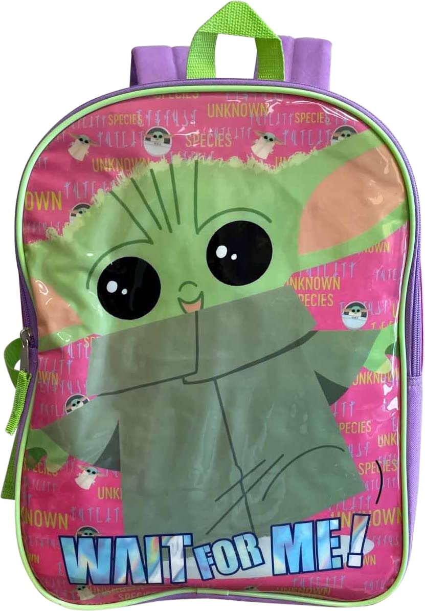 Fast ForwardStar Wars The Mandalorian Baby Yoda 15" School Backpack (Pink-Purple-Green), Pink-purple-green, Large, Classic