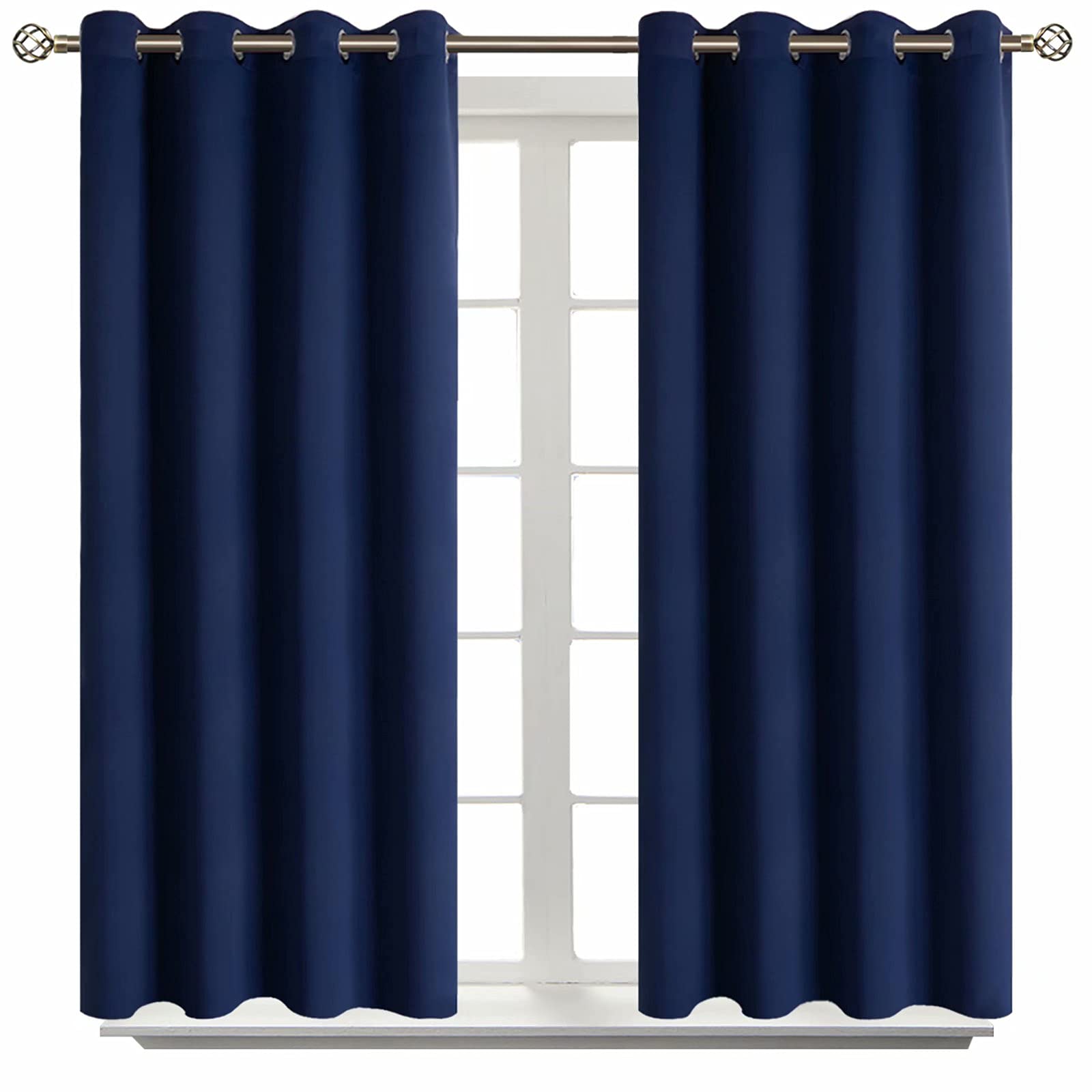 BGment Blackout Curtains for Living Room - Grommet Thermal Insulated Room Darkening Curtains for Bedroom, Set of 2 Panels (52 x 45 Inch, Navy Blue)