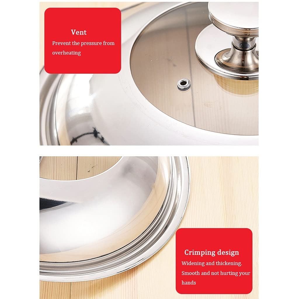 Couvercle,Couvercles de casserole couvercle de casserole en acier inoxydable couvercle de Wok en verre trempé couvercles de casserole de remplacement de grande taille