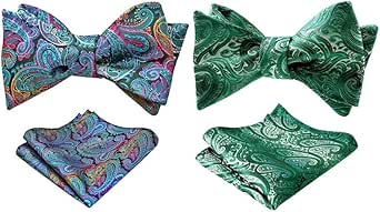 Christmas Bow Ties For Men Alizeal Mens Paisley Jacquard Self Bow Tie Pocket Square Set | Seychelles Pink Tie And Pocket Square Set