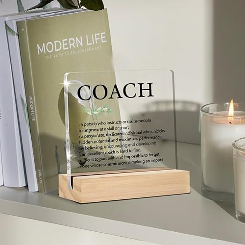 Miniatura 4 de Letrero decorativo con texto en inglés "Thank You Coach Gifts Coach Gifts Coach Definition", letrero decorativo de acrílico con soporte para mesa,
