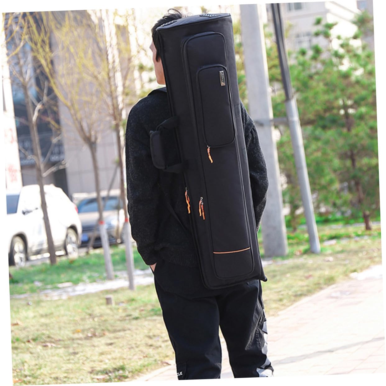 Borsa Porta Trombone Oxford Nero Doppia Spalla, Grande Capacità, Resistente All'abrasione dal Design Creativo per Strumenti Musicali