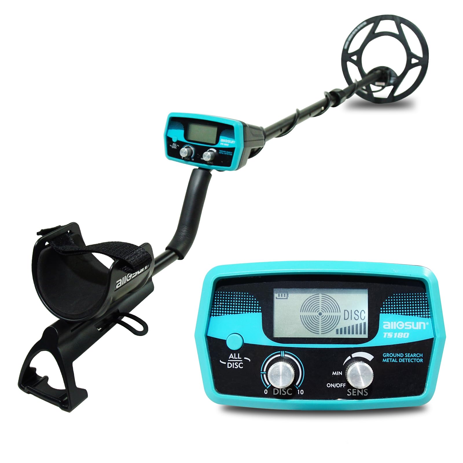 allsun Pro Metal Handheld Detector Adults Beginner Gold Silver Finder Underground,9'' Search Coil,Detection Depth 11.8'', 2 Modes,LCD Display