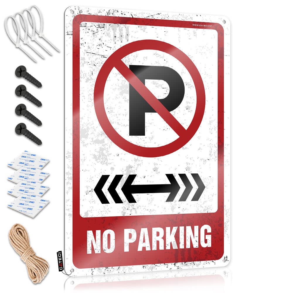 Decaor Faded Art - No Parking Sign With Symbol Rustic Wall Art Private Easy Hang For Highland(30X40CM)
