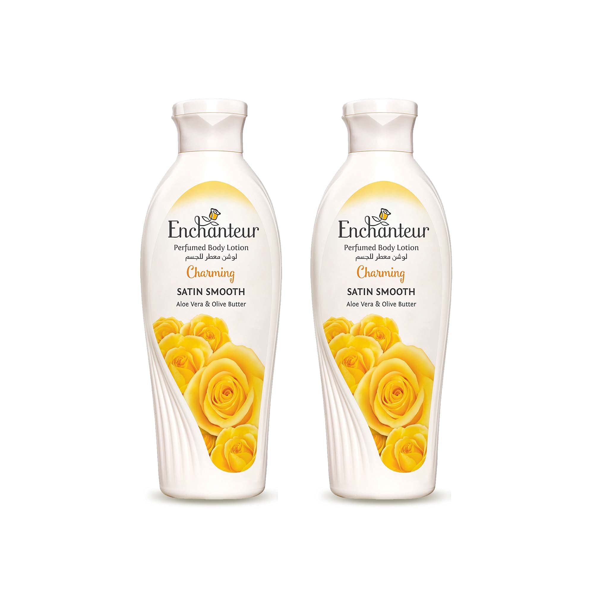 Enchanteur Satin Smooth Charming Lotion - 250ml(Pack of 2) | Aloe Vera & Olive Butter Infused | Silky Skin For All Skin Types | Experience Elegance & Satin Smoothness With Enchanteur