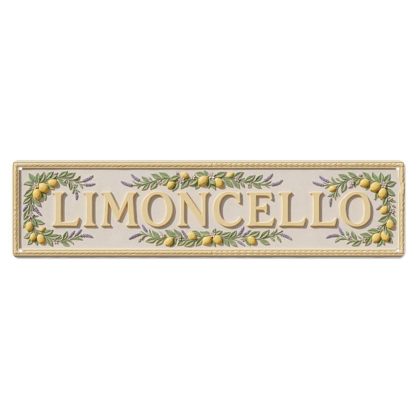 Limoncello Ornate Plaster Italian Metal Tin Skinny Sign Plaque Wall Decor for Cafe, Club Bar, Office, Home Garden Metal Poster 4x16Inch