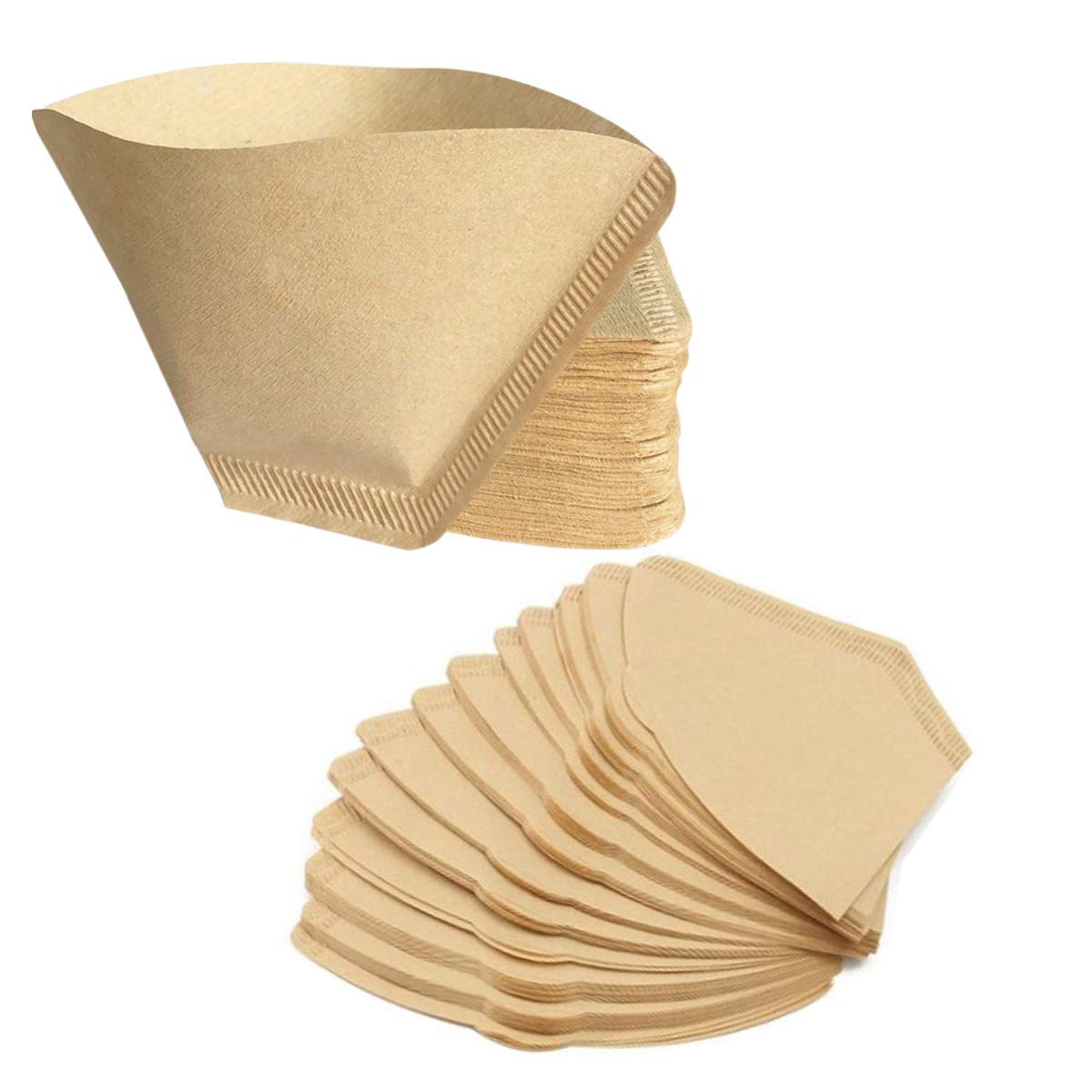 HOTUT koffiefilterpapier, verpakking van 100 V-vormige wegwerpkegelfilters, V01 koffiepapierfilter maat 1 voor toonaangevende koffiemerken, voor koffiedruppelkegels/overgietmachines - wit