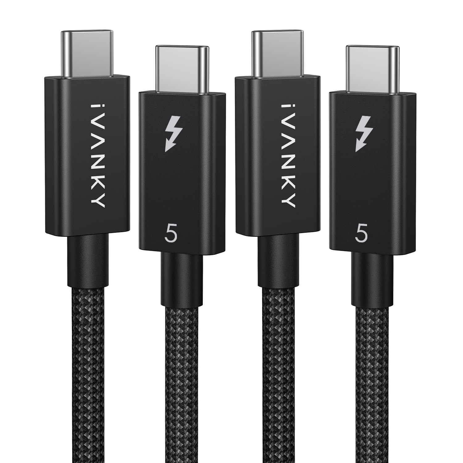 IVANKY Thunderbolt 5 Kabel, USB C Ladekabel, 80 Gbps Datentransfer, 120Gbps Bandbreite, 240W Laden, Unterstützung 8K Display, Schnelles Laden für MacBook M4, Kompatibel mit TB4, DP2.1, USB 4-1M 2pack