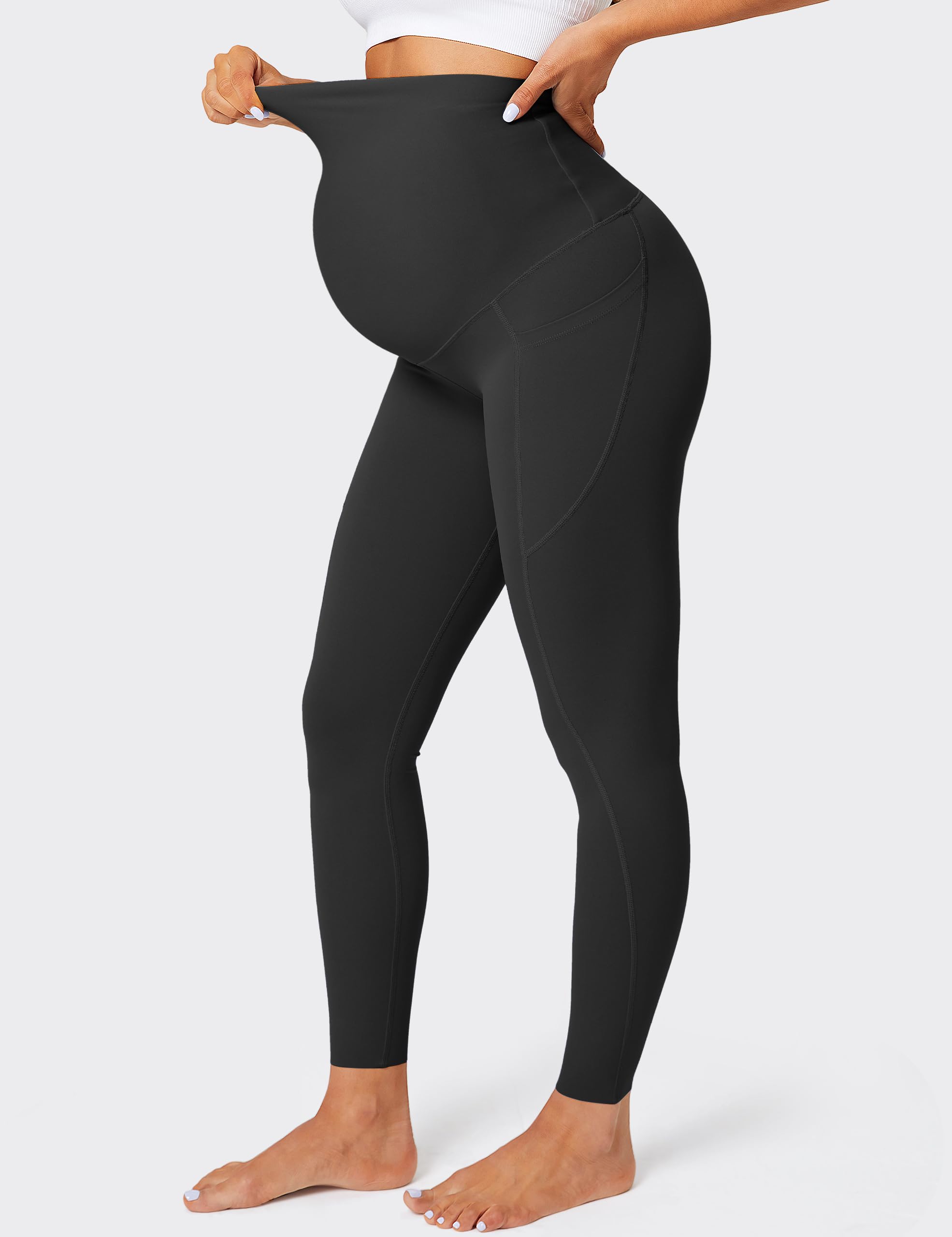 BONVIGOR Nudi Schwangerschaftsleggings über dem Bauch, Schwangerschaftsleggings mit Taschen, Workout, Activewear, Yogahose