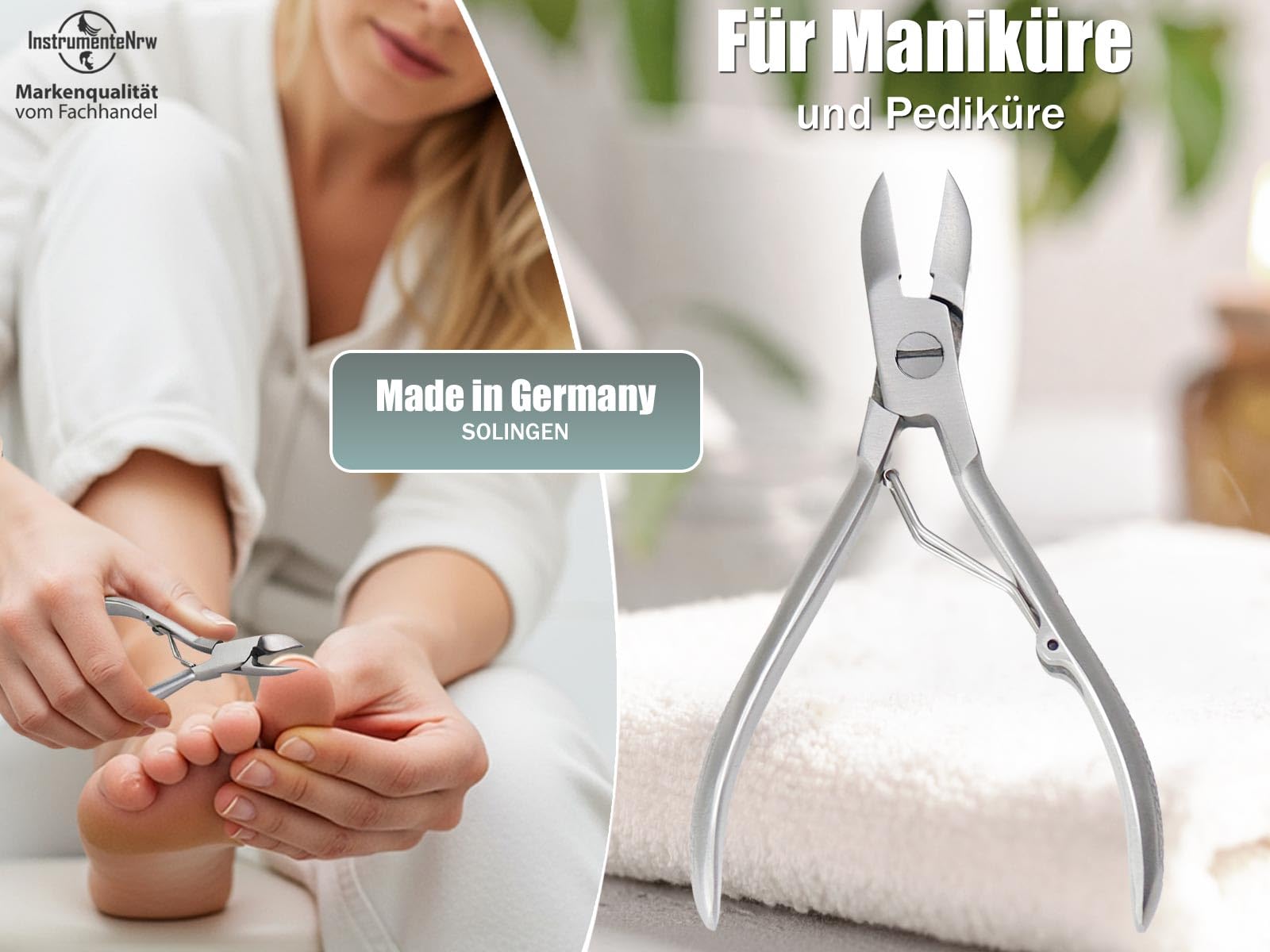 Nagelzange Solingen Fußnagelzange Edelstahl Rostfrei Made in Germany Pediküre Zange zum Schneiden der Finger und Fußnägel 13 cm