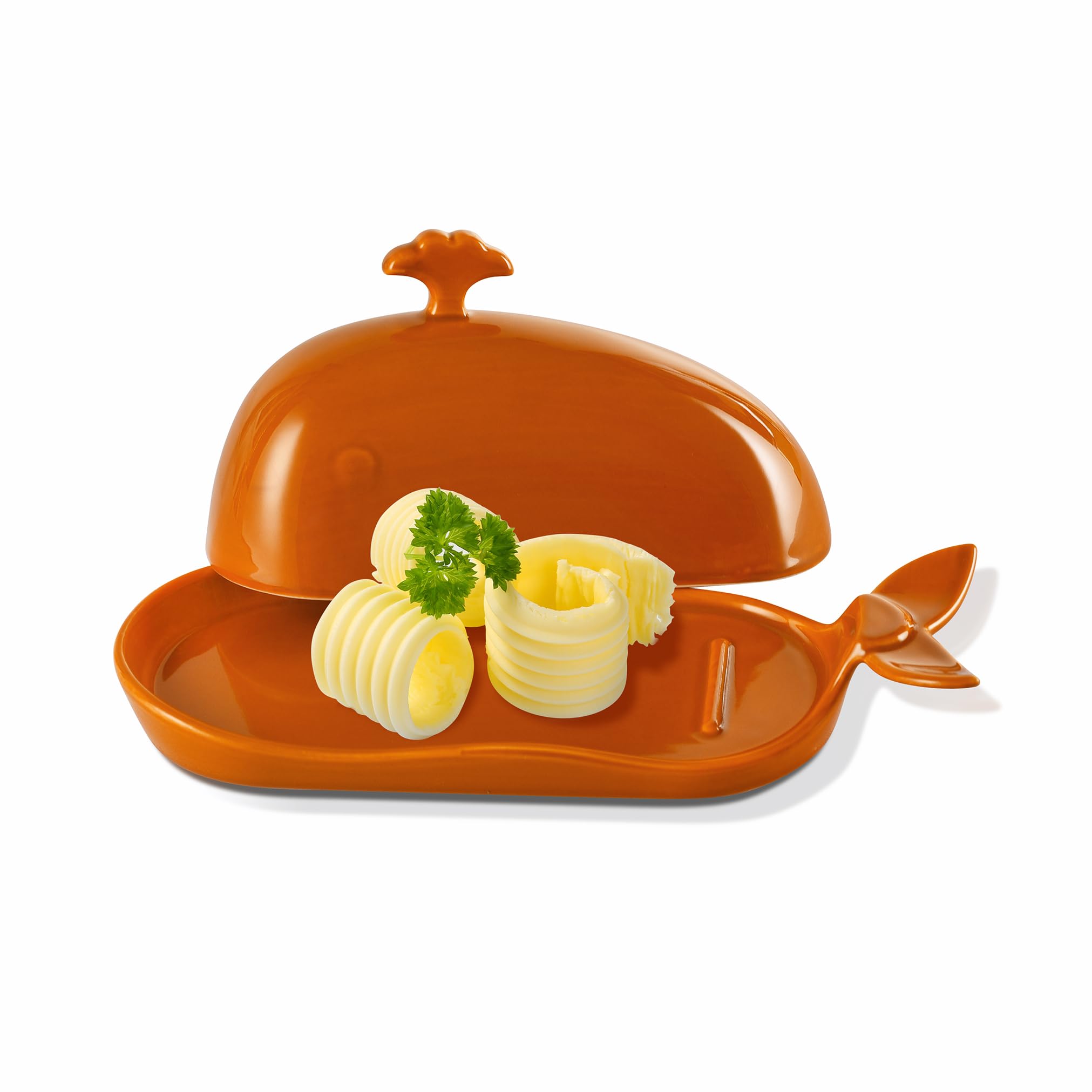 UrswordOrange Butter Holder with Lid, for Modern Kitchen Decor and Accessories, Perfect to Help Homemade Meal, Bake, Cook, Spread, and Baste