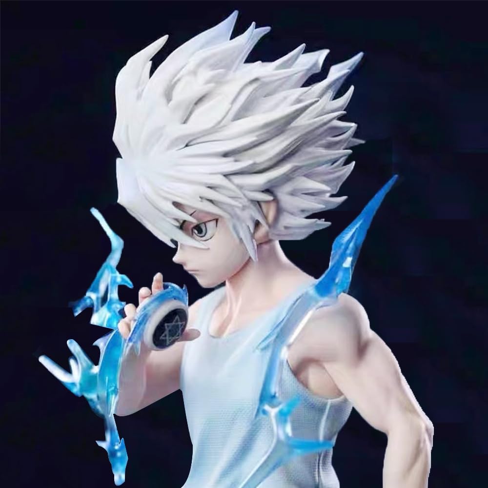 DEXSHUN Killua Zaoldyeck Figurine Figurines Anime Killua Zaoldyeck Figurine d'action avec socle Modèle Statue en PVC Objet de collection Modèle Ornements de bureau Cadeau 23 cm