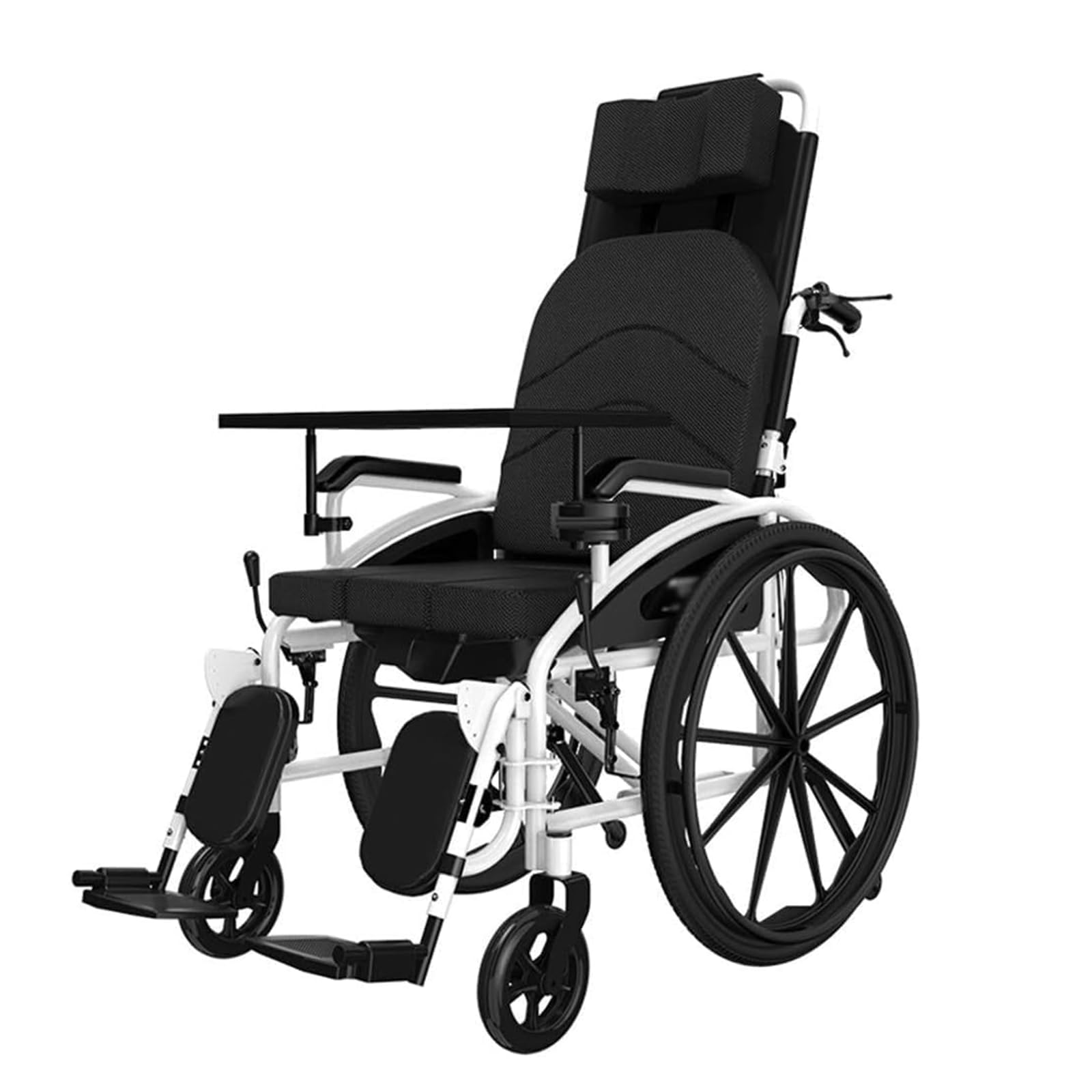 Silla de Ruedas Silla de Ruedas Ligera con reposacabezas, Silla de Ruedas Plegable para Transporte, Silla de Ruedas eléctrica, Ruedas traseras Grandes portátiles de 18 Pulgadas Portátil