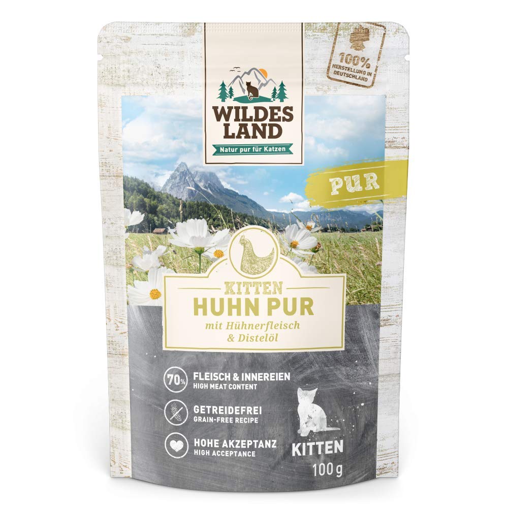 Wildes Land - Huhn mit Distelöl - PUR Kitten Nassfutter für Katzen - 60 x 100 g