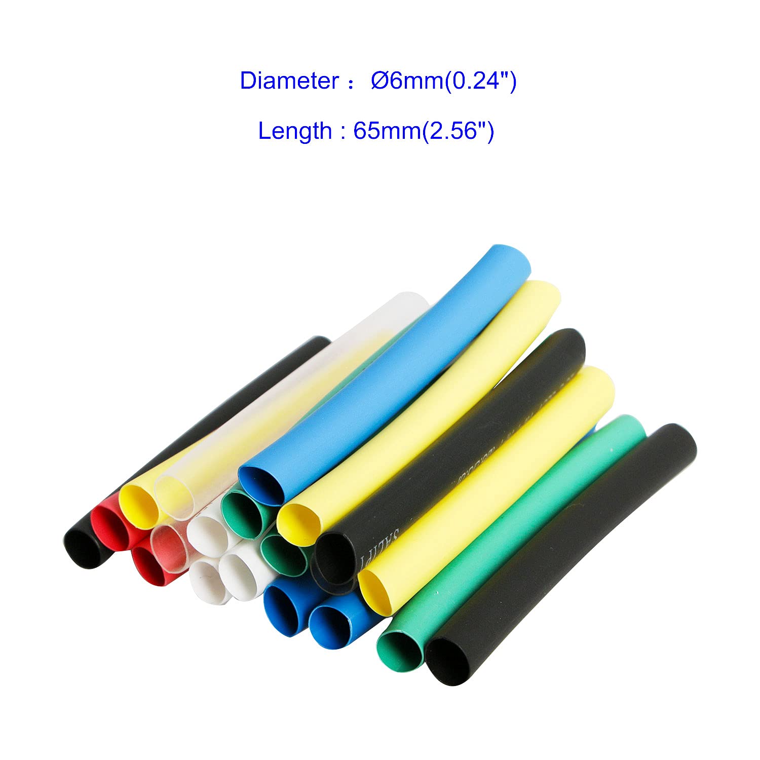 Aoje-Link Heat Shrink Tubing Kit, Heat Shrink Tubes Wire Wrap, Ratio 2:1 Electrical Cable Sleeve Assortment for Long Lasting Insulation Protection (ID 6mm, 7 Colors)21pcs Yellow,Blue,Green,White
