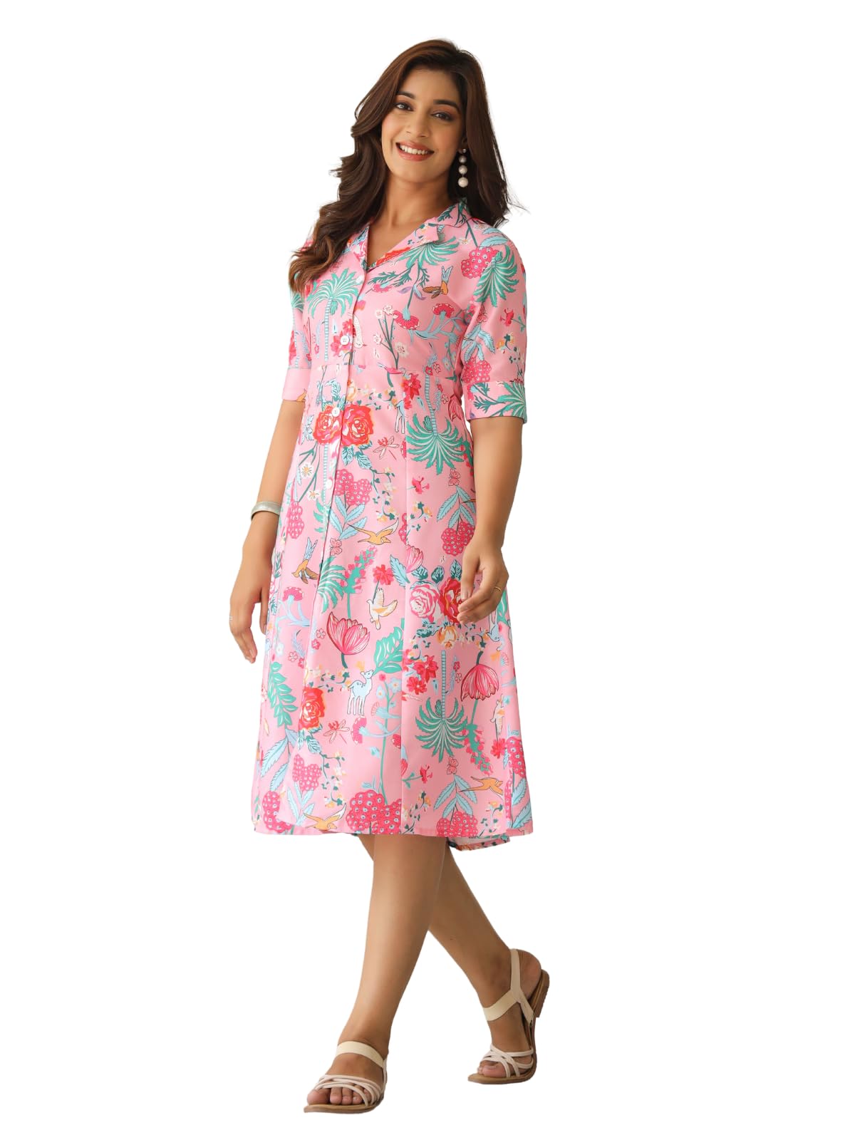 Rayon Fit and Flare Below The Knee One Piece Dresses for Women | Dress-image-20
